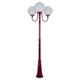 Lisbon Triple 30cm Spheres Curved Arms Tall Post Light - Burgundy Finish / E27 Lisbon Triple 30cm Spheres Curved Arms Tall Post Light - Burgundy Finish / E27